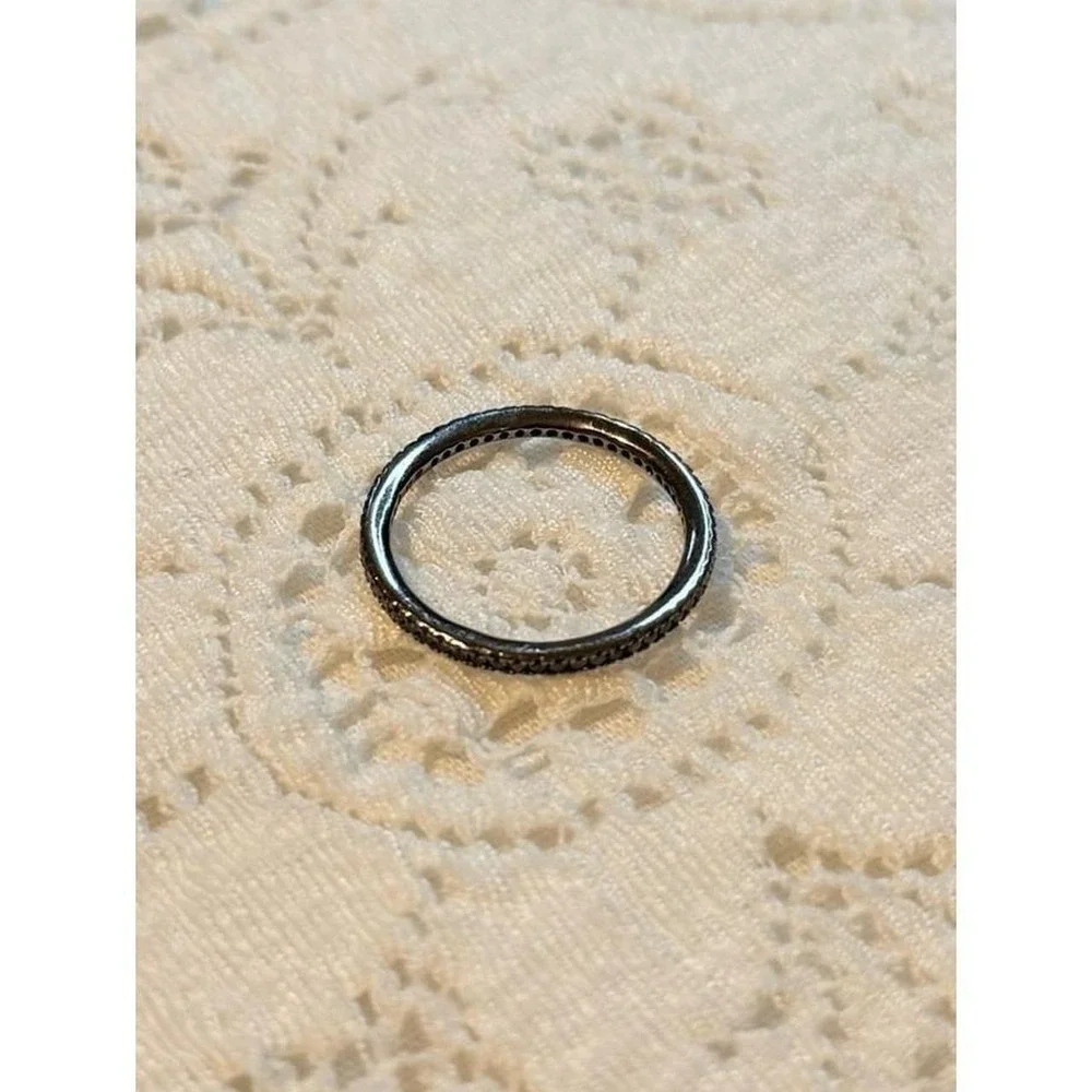 Elegant, Dainty Black Spinel Infinity Band - Size 10